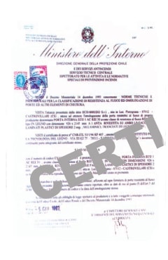 Certificazioni porte Rei-EI 30 60 120